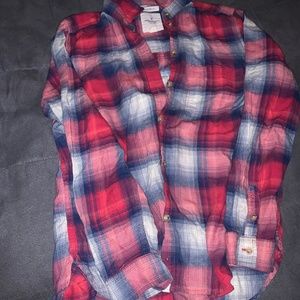 Flannel red, white and blue boyfriend fit